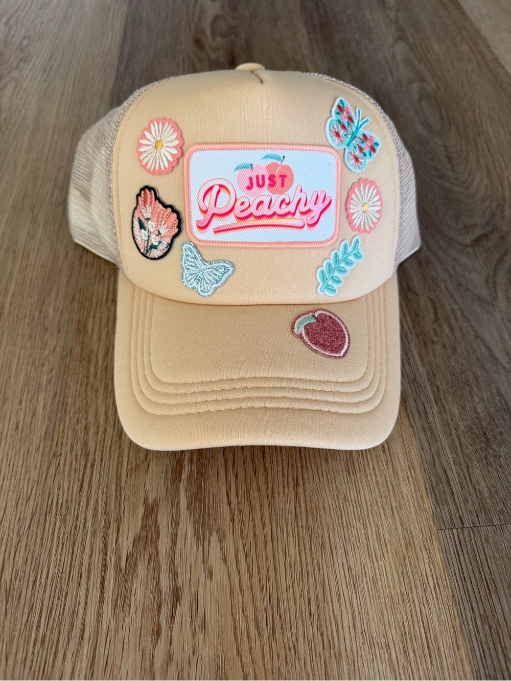 Kids "Just Peachy" Peach Patch Mesh Cap - Peach